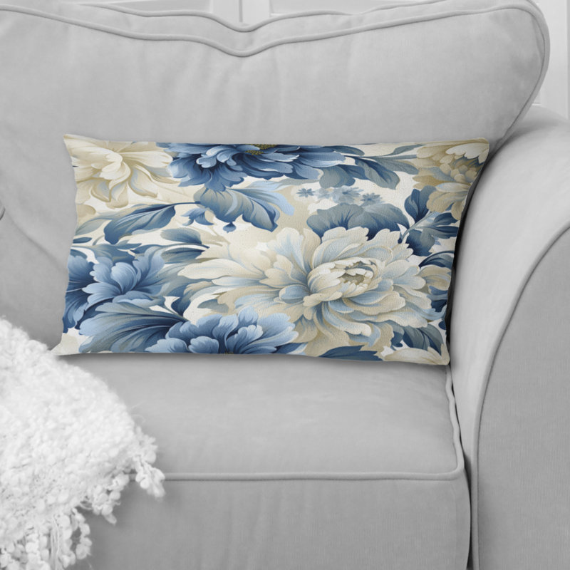 Coussin imprimé floral de style victorien Coastal Tranquility VII