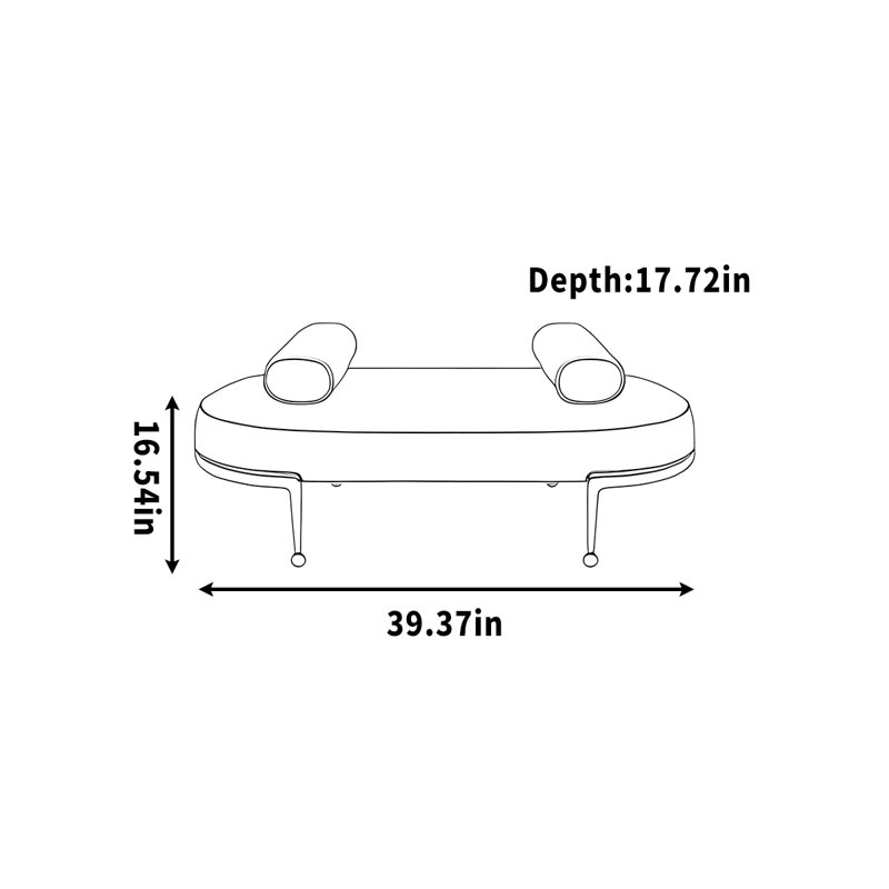 Repose-canapé en acier inoxydable, H 16,54 po x l 39,37 po x P 17,72 po