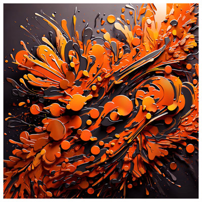 Orange Black Abstract Splatter Quilted Bedspread All Sizes