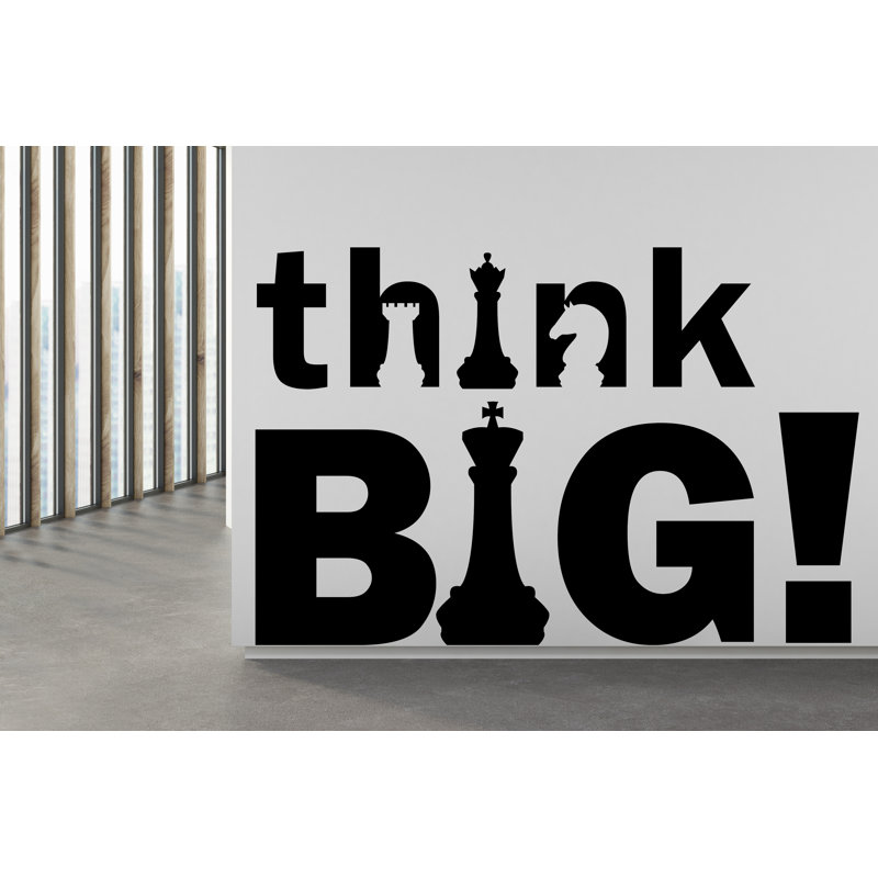 Adhésif décoratif en vinyle «Think Big», décoration murale Chess, H 16 po x l 24 po, Noir mat
