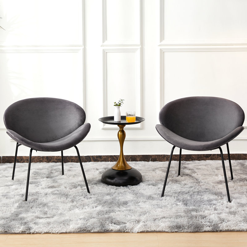 Fauteuil d'appoint en velours Voletta, Velours gris