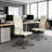 Genuine Leather Office Chair with Aluminum Frame and Base, Swivel Conference Room Chair-1225760891