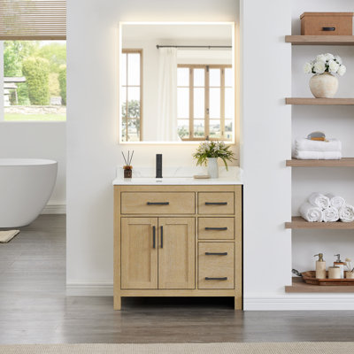 Ensemble de meuble-lavabo simple 36 po avec comptoir en quartz Beckett