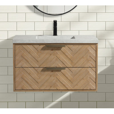 36"" Floating Bathroom Vanity Weathered Fir -  Ari Kitchen & Bath, AKB-CARLSBAD-36-WHFR