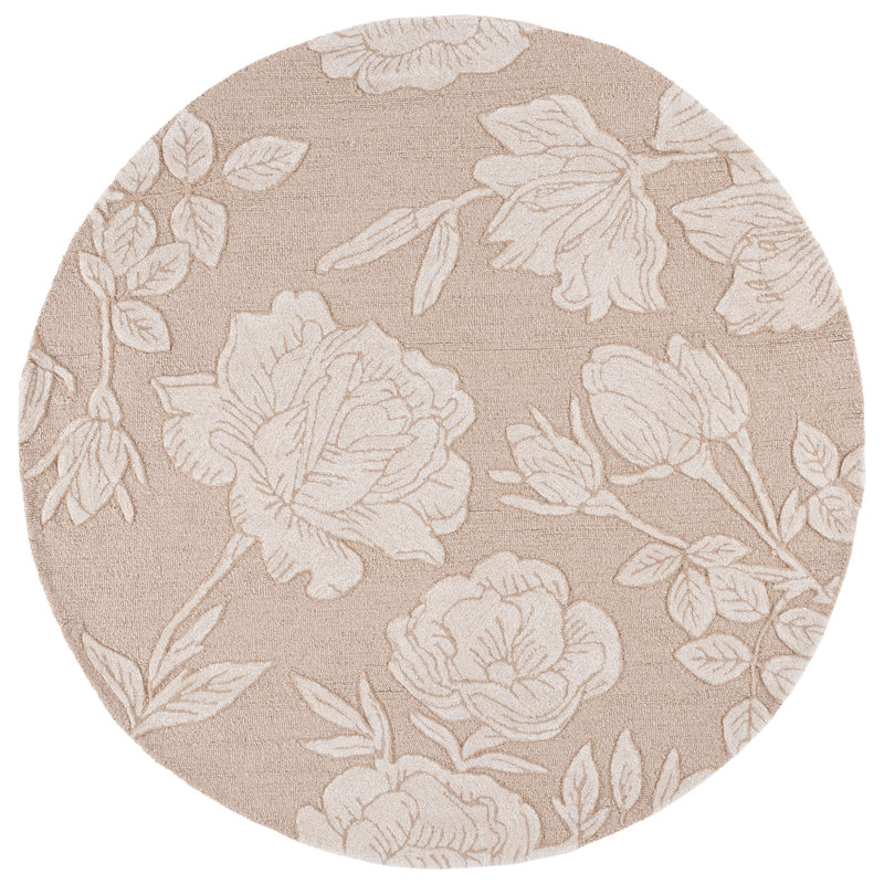 Glamour Hand Tufted Wool; Viscose; Cotton Floral Indoor Rug, Round 6'