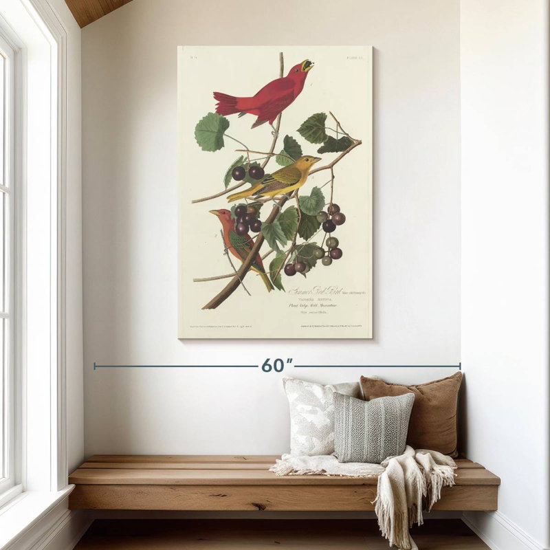 Oiseau rouge Brampt, H 48 po x l 32 po