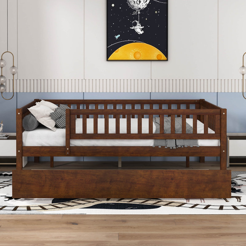 Haylyn Full Platform Bed with Trundle, Walnut