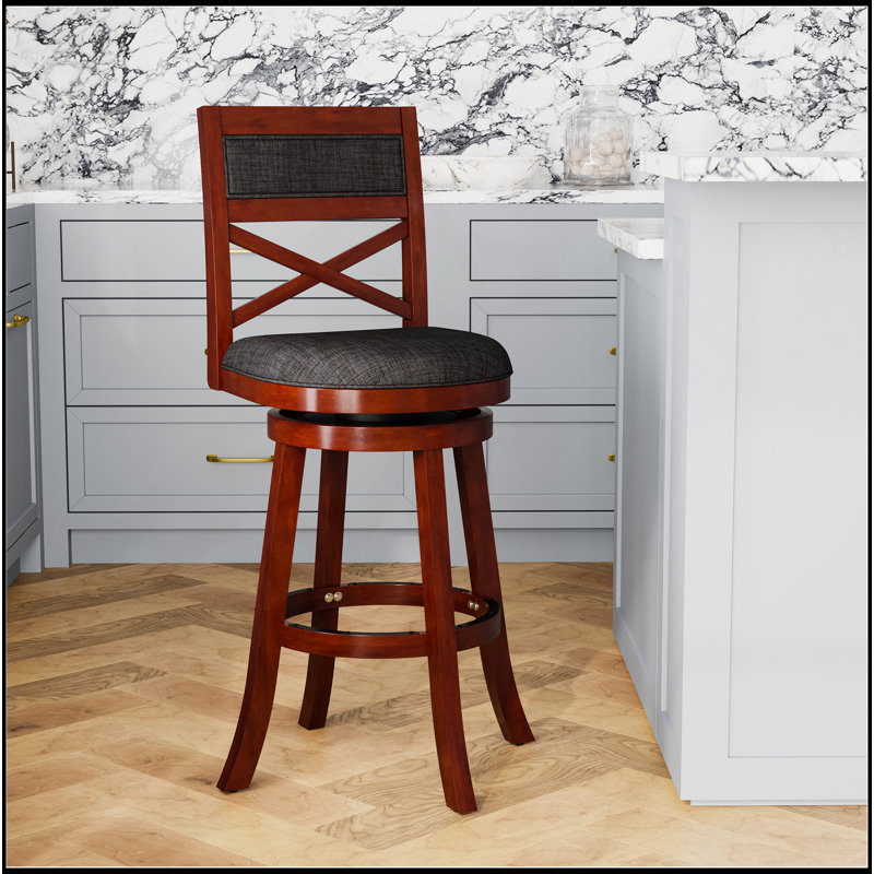 Tabouret pivotant à dossier en X 30 po, Gris, Brun