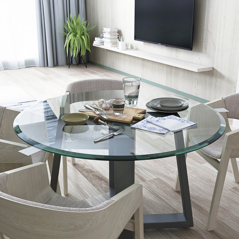 Plateau de table rond 36 po, Transparent, H 0,4 po x L 36 po x l 36 po