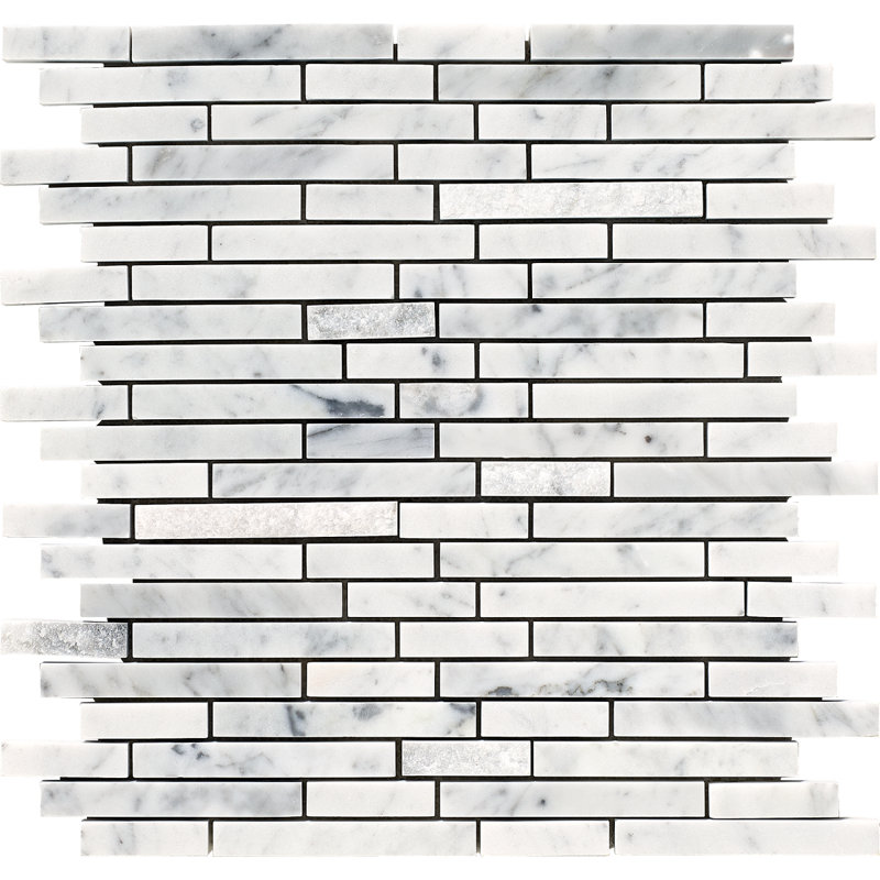 Carreau de mosaïque linéaire en marbre Tibet, Blanc