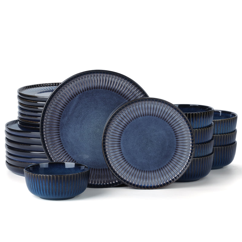 Ensembles de vaisselle 24 pièces Famiware Starlight, Bleu nébuleux