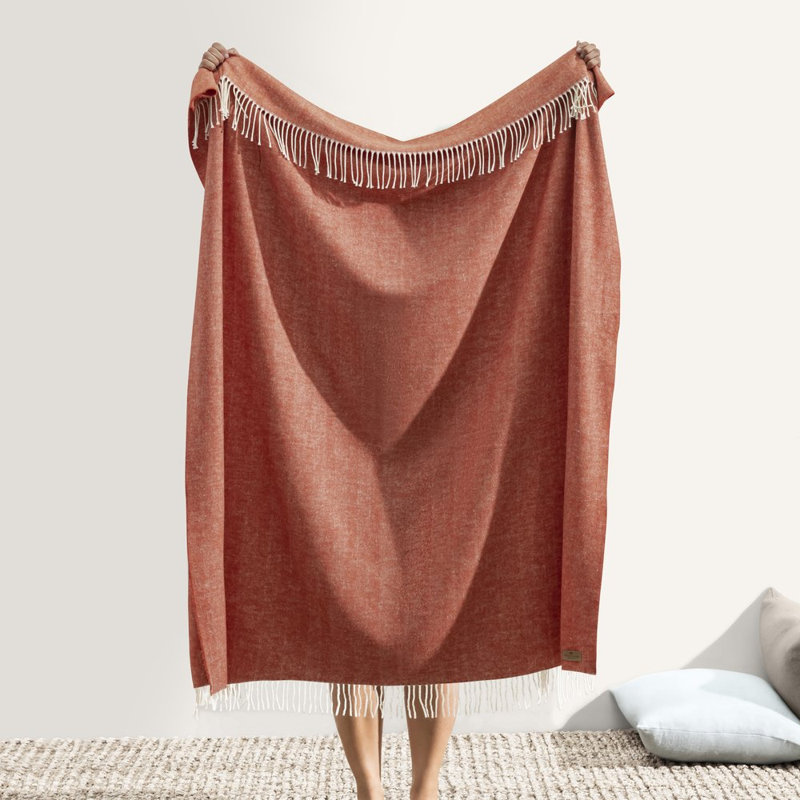 Italian Herringbone Throw, Spicy Orange