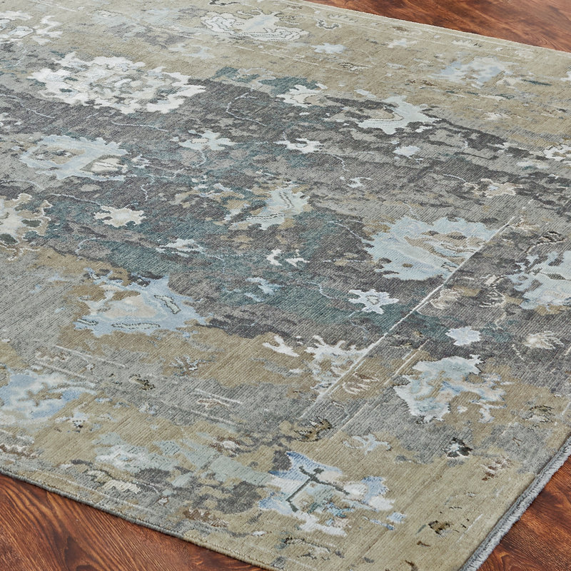 Illusion Weave Hand Knotted Abstract Area Rug, Rectangle 10' x 14'