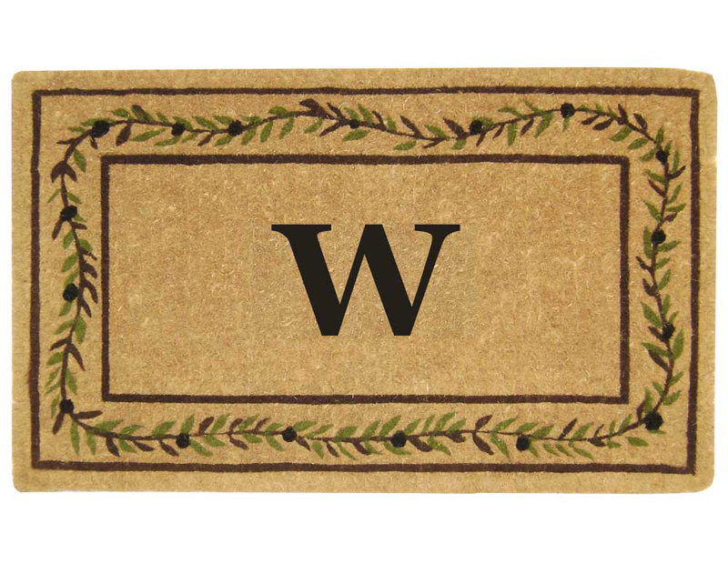 Tapis de porte extérieur antidérapant à motif monogramme personnalisé 36 po x 22 po Olive Branch, Oui