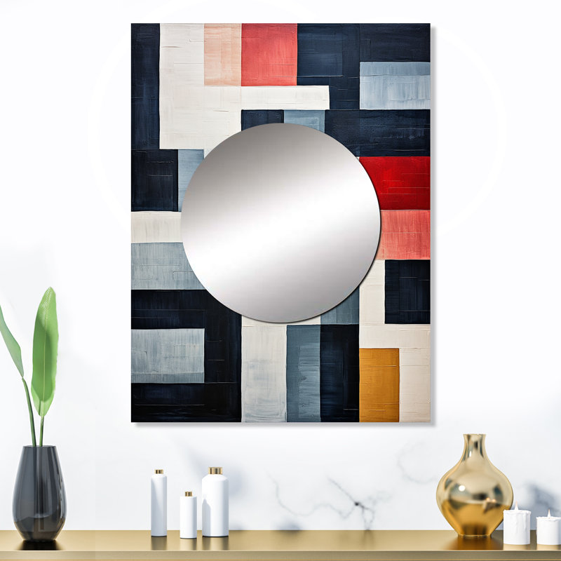 Palancar Indigo Illusion Abstract Shapes IV - formes abstraites, miroir mural, art imprimé en métal, H 29 po x l 29 po