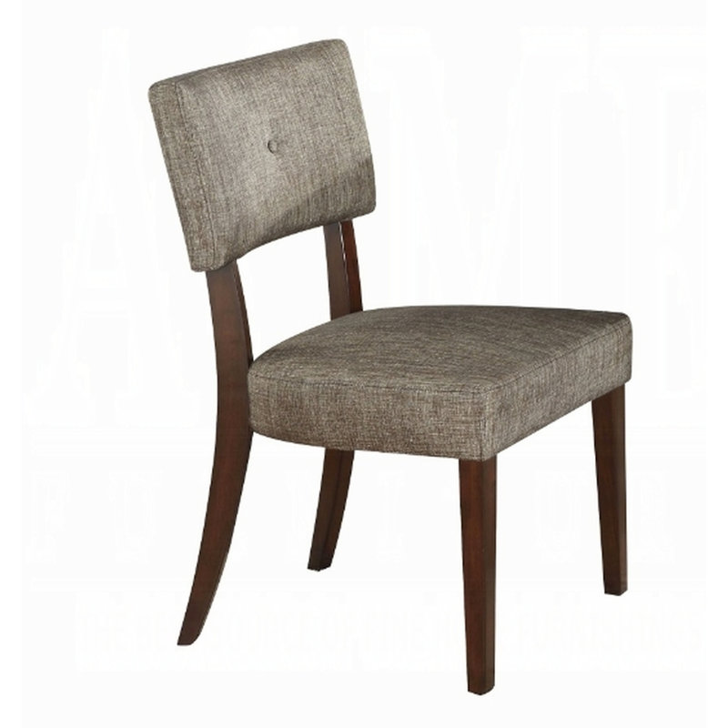 Chaise d'appoint de salle à manger 2 pièces en tissu gris et finition grise avec pieds pratiques et chic