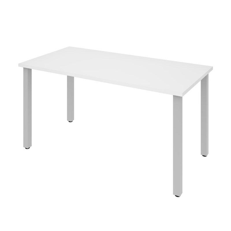 Manufactured Wood and Metal Writing Desk, 29" H x 59.3" W x 29.5" D, White