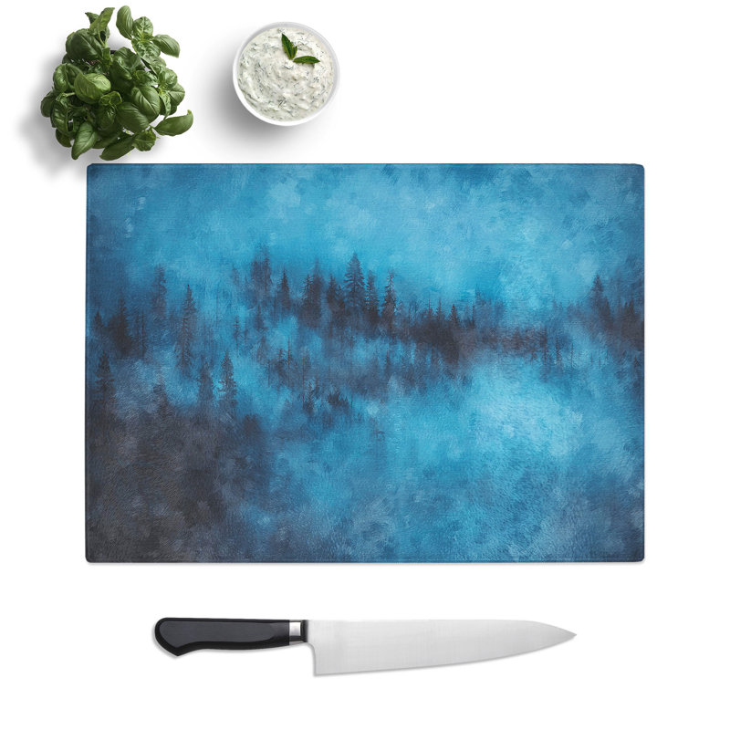 Tempered Glass Forest Mist Chopping Board, 20 cm x 28.5 cm