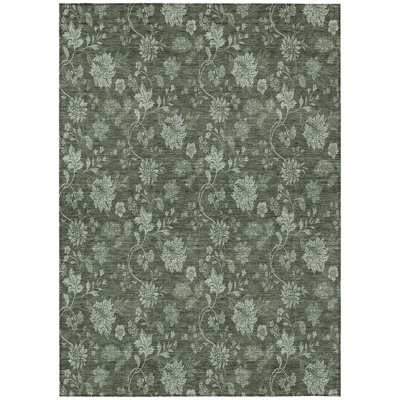 Washable Floral Indoor / Outdoor Rug