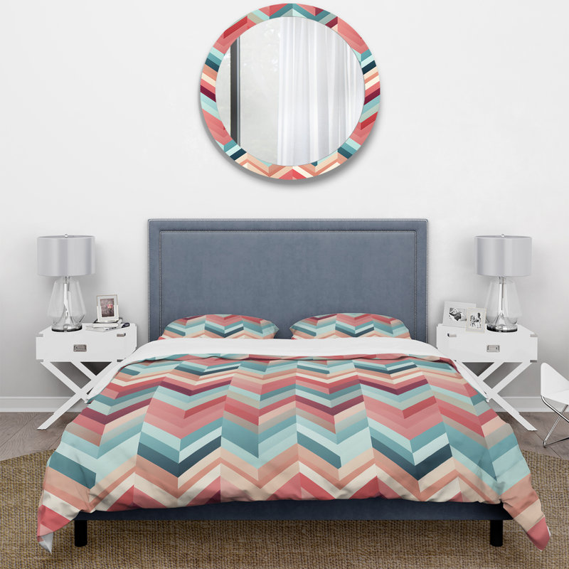 Modern Chic Chevron Pattern I Duvet Cover, King Duvet Cover + 2 King Shams