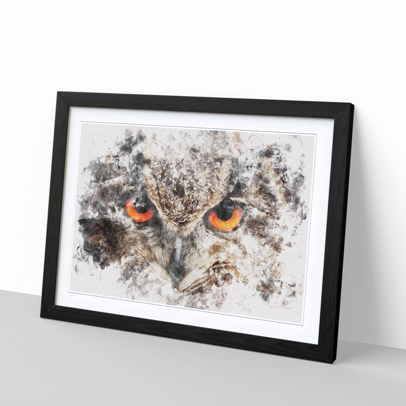Great Horned Owl - Picture Frame Painting Print, Black Framed, 62cm H x 87cm W x 2cm D