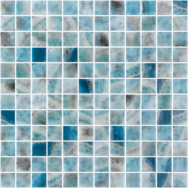 Mosaïque en verre bleu Kara Onix 1 po x 1 po Onix