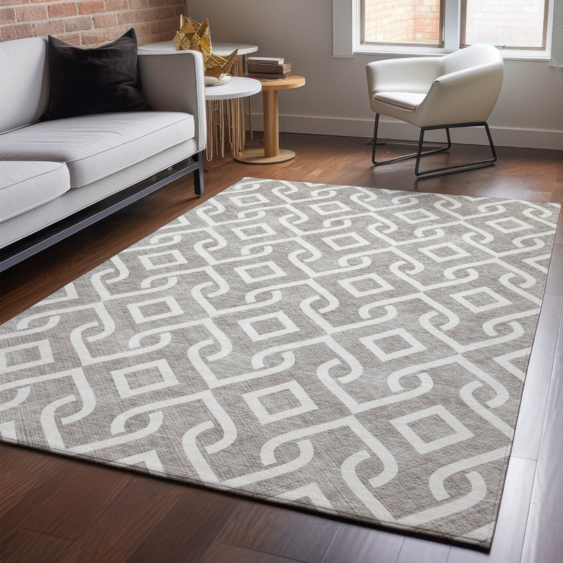 Premium Machine Washable Cerrito Taupe Rug, Rectangle 5' x 7'6"