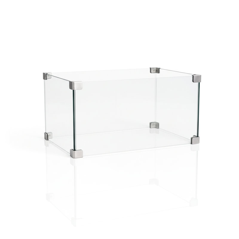 Verre carré de 30 po pour les brûleurs de foyer, structure trempée, flamme régulière de protection contre le vent, design transparent d'aspect contemporain pour orner le décor, installation et retrait sans effort, 18 po de profondeur, 4 po