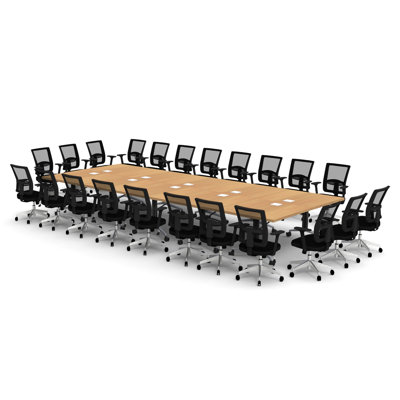 Rectangle 22 Person 80'' L Training Table and Chair Set with Cable Management