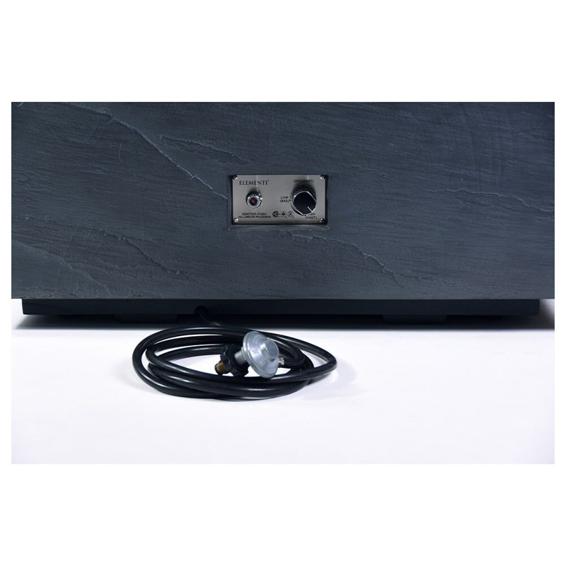 Square Concrete Smokeless Fire Pit Table, Propane, Slate Black