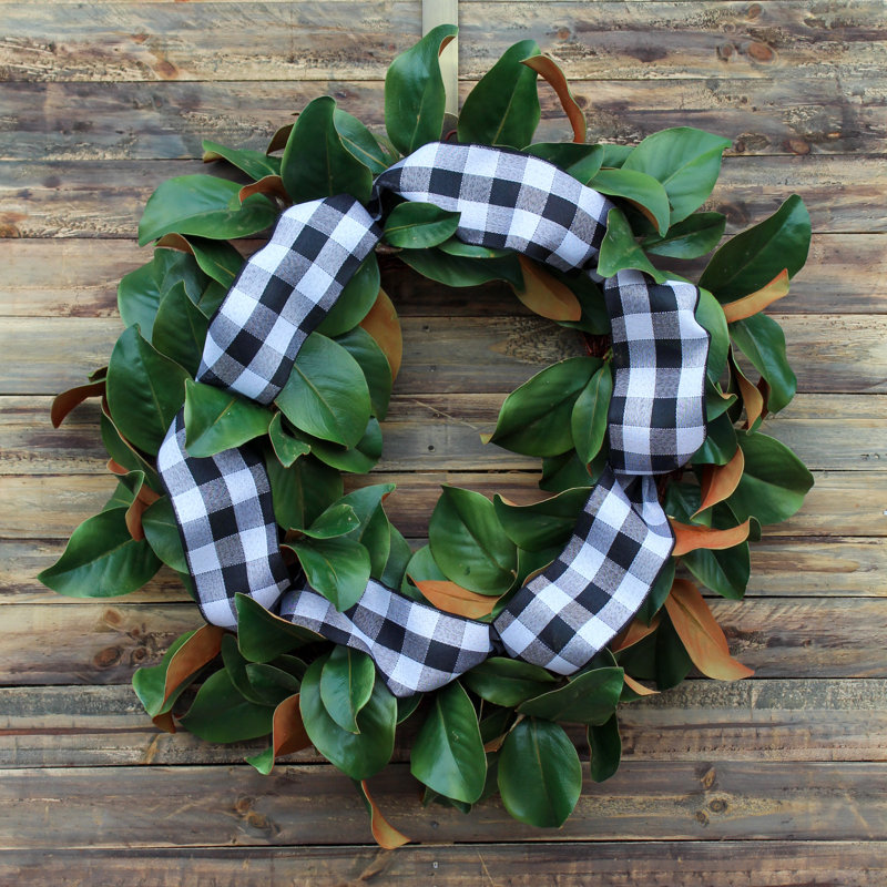 Couronne en soie Modern Farmhouse and Buffalo Ribbon, H 24 po x l 24 po x P 6 po