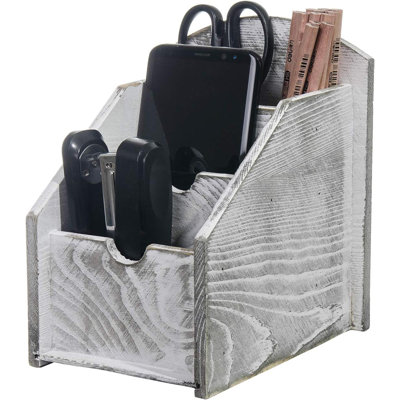 Organisateur de rangement de bureau rustique en bois à 3 grilles