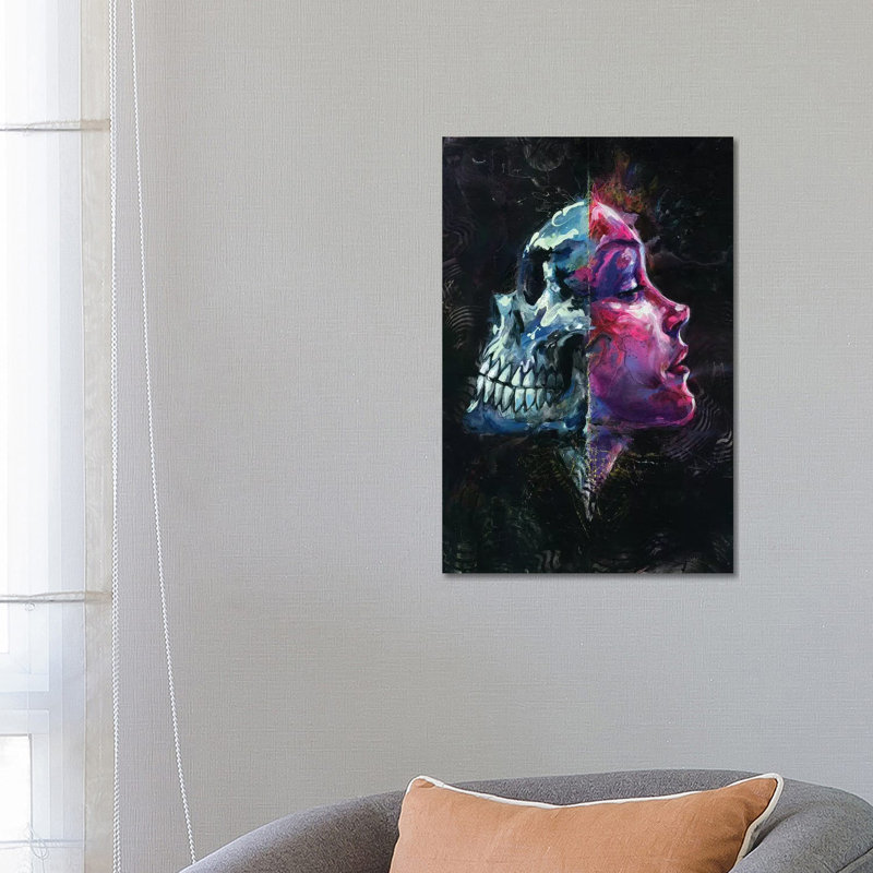 La mort reflète le sexe, H 26 po x l 18 po x P 1,5 po, Toile avec cadre noir, Pas de tapis