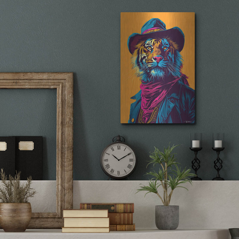 Art mural luxueux «Western Tiger» par Momart, H 16 po x l 12 po