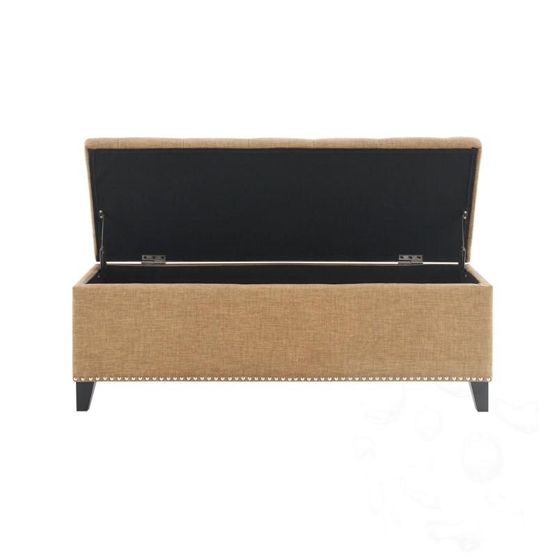 Tufted Storage Bench With Safety Close Hinge, Brown