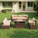 6 - Person Outdoor Seating Group with 44 Inch Fireplace Table, Patio Sectional Sofa Set 