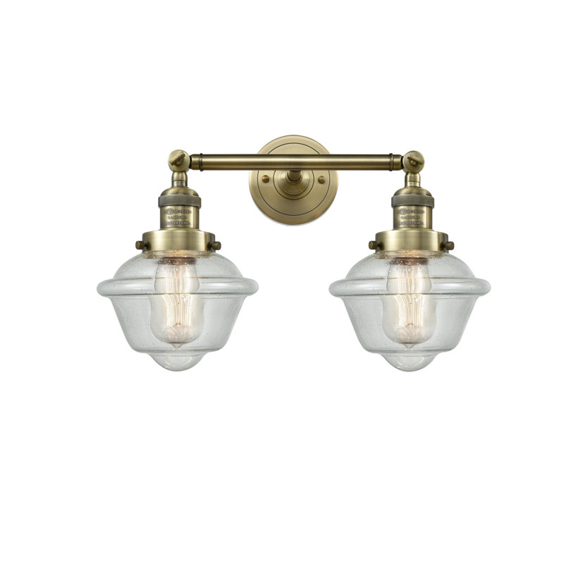 Gebhart 2 - Light Dimmable Vanity Light, Antique Brass, 6 Watt Vinage LED Bulb, Seedy