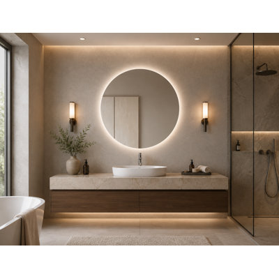 Round Copper-free Silver Glass Led Mirror