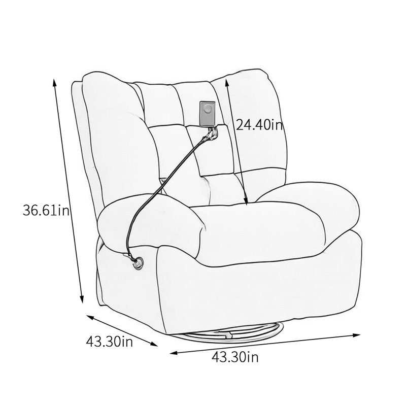 Steinunn Upholstered Swivel Recliner, Blue