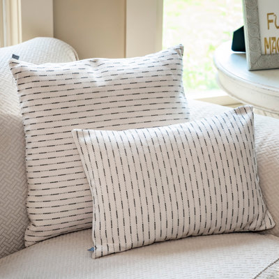 Striped Cotton Reversible Throw Pillow