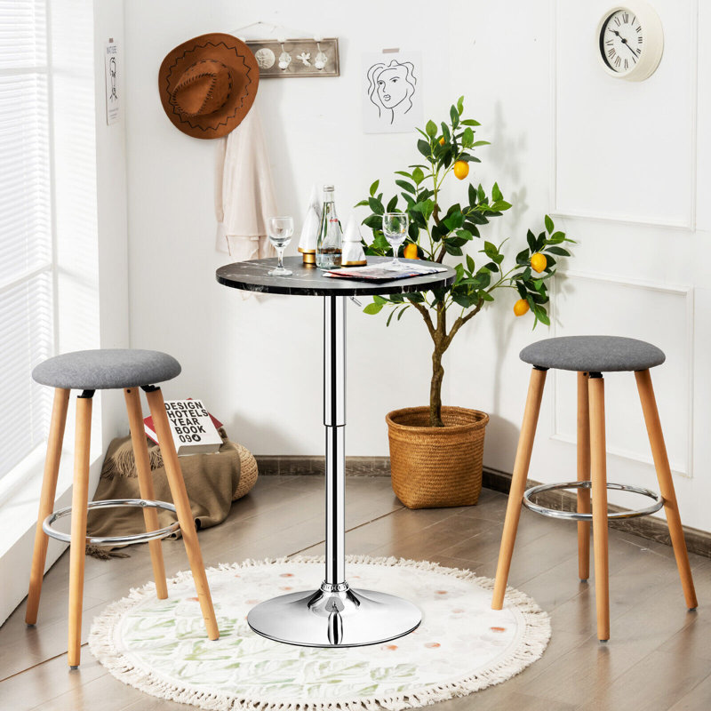 Round Metal Base Dining Table, Black