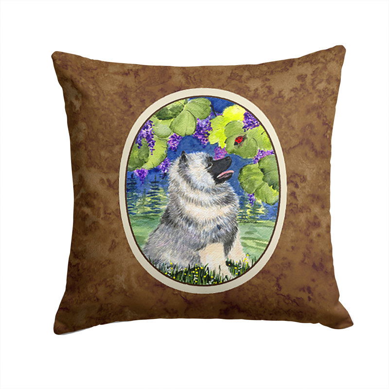Keeshond Floral Outdoor Throw Pillow