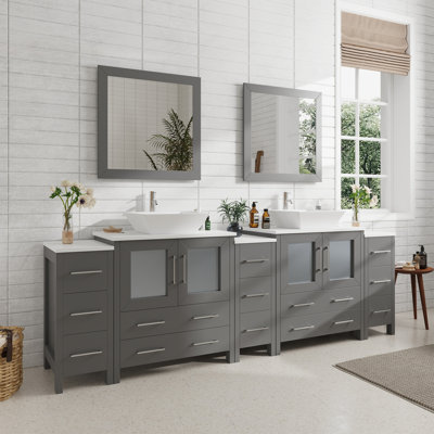 Ensemble de meuble-lavabo double 96 "avec miroir 