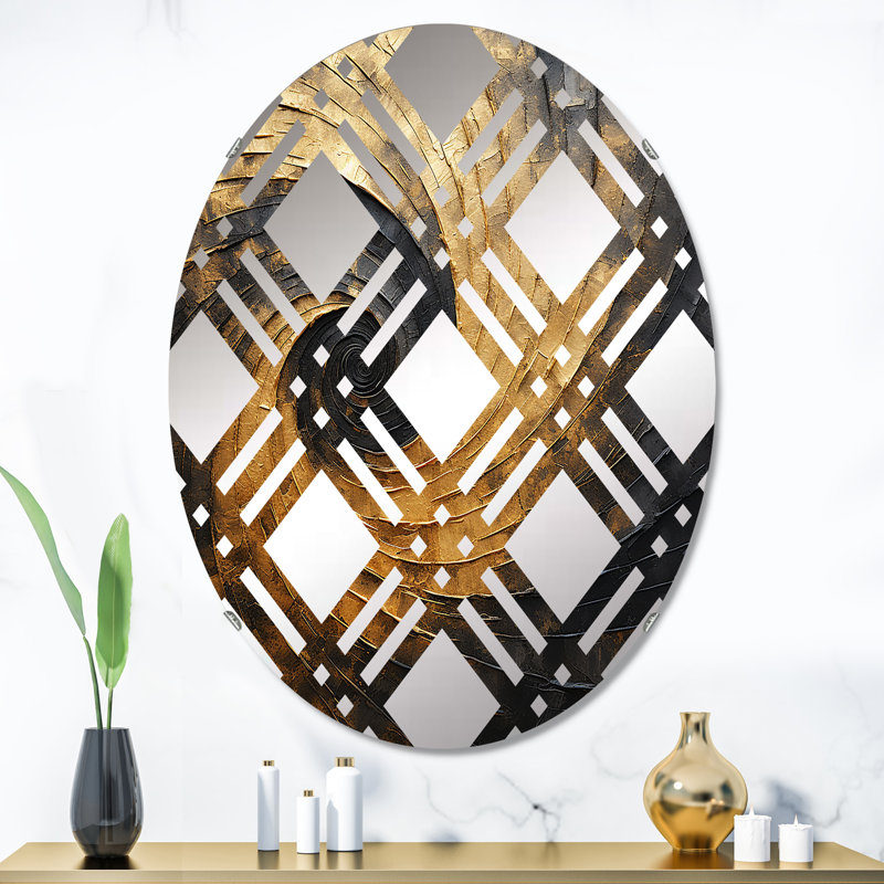 Miroir décoratif à carreaux en spirale doré noir I MIR106146 O, L 24 po x H 36 po