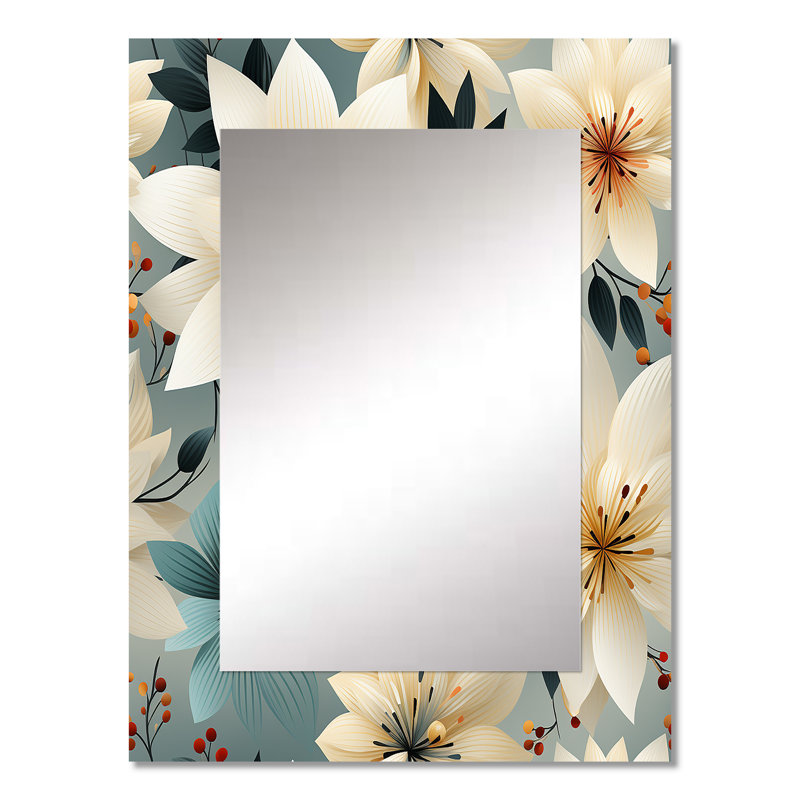 Tacori antique ivoire romance Bliss Flowers - miroir décoratif floral, miroir mural floral, impression d'art en métal