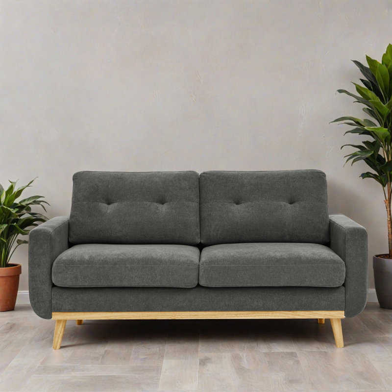 Canapé capitonné 67,72 po Mid-Century, Gris