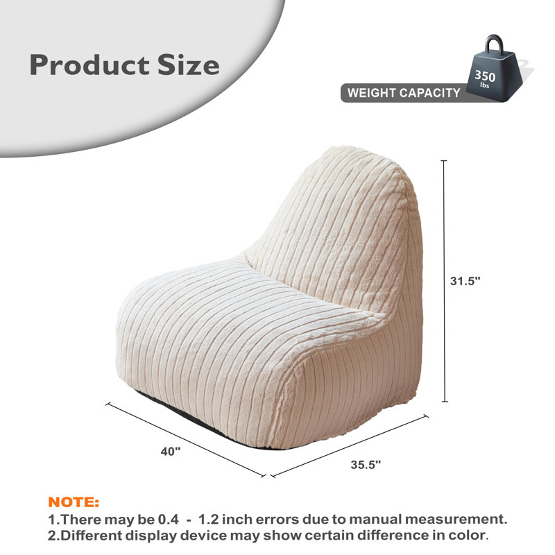 Shell-shaped Bean Bag Chair, Cream Faux Fur