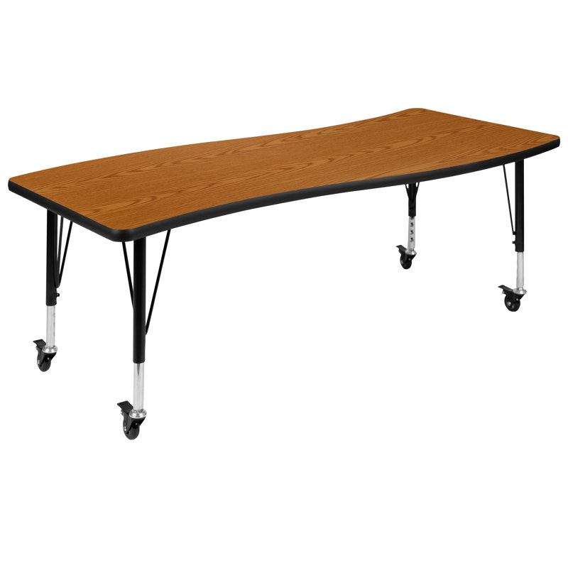 Table d'activité rectangulaire à hauteur réglable Goddard l 28 po x L 47,5 po, L 26 po x P 60 po x H 17 à 25 po, Chêne, Oui
