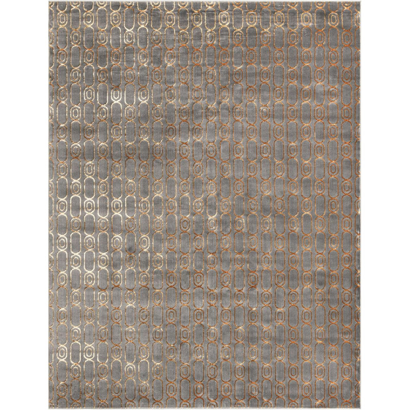 Tapis contemporain gris et gris Vincente, Rectangle 10 pi x 13 pi 1 po