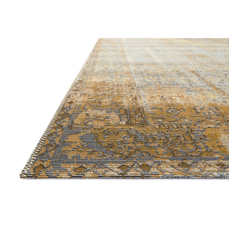 Square Anki Abstract Power Loom 1'6" x 1'6" Copper Indoor/Outdoor Area Rug